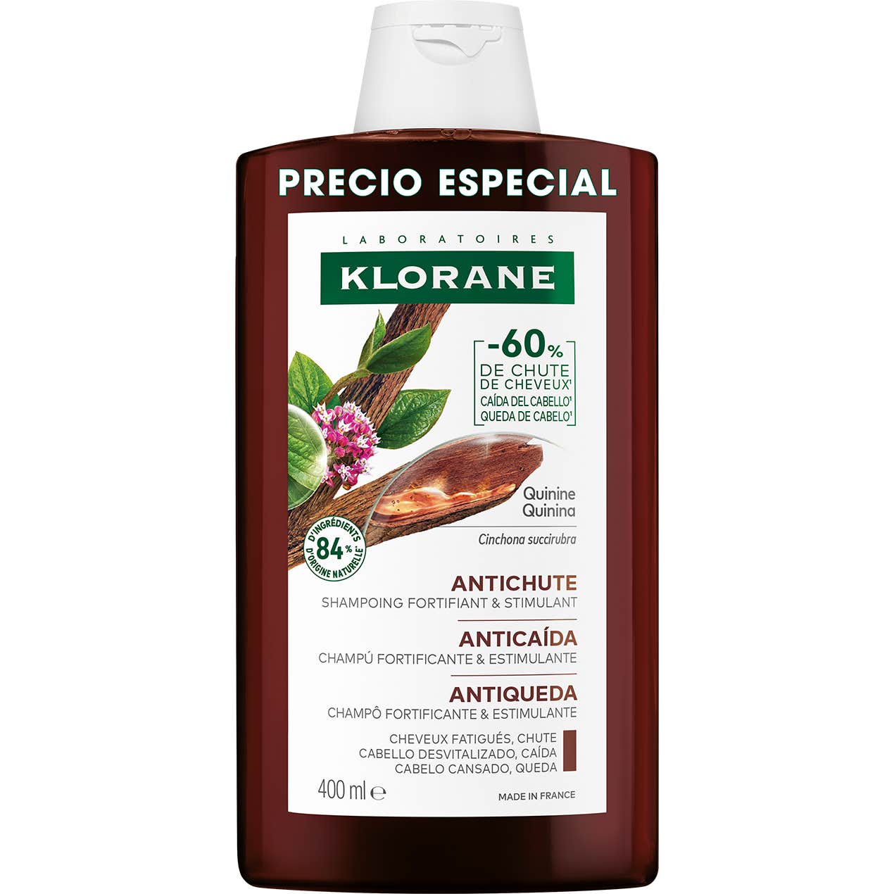 Klorane Champú a la Quinina Anticaída Cabello Debilitado 400 ml