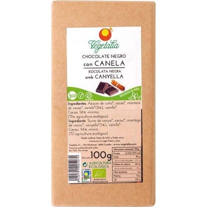 Vegetalia Chocolate Negro con Canela 100g