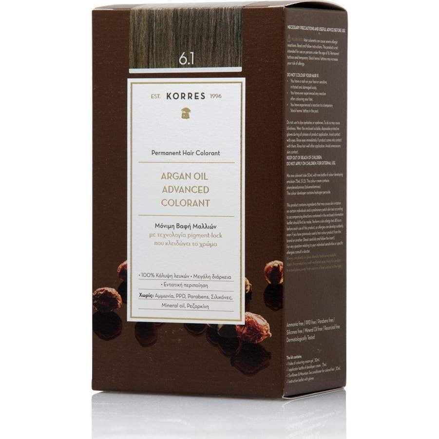 'Korres Coloration Permanente Huile D''Argan Blond Foncé Cendré 6.1'