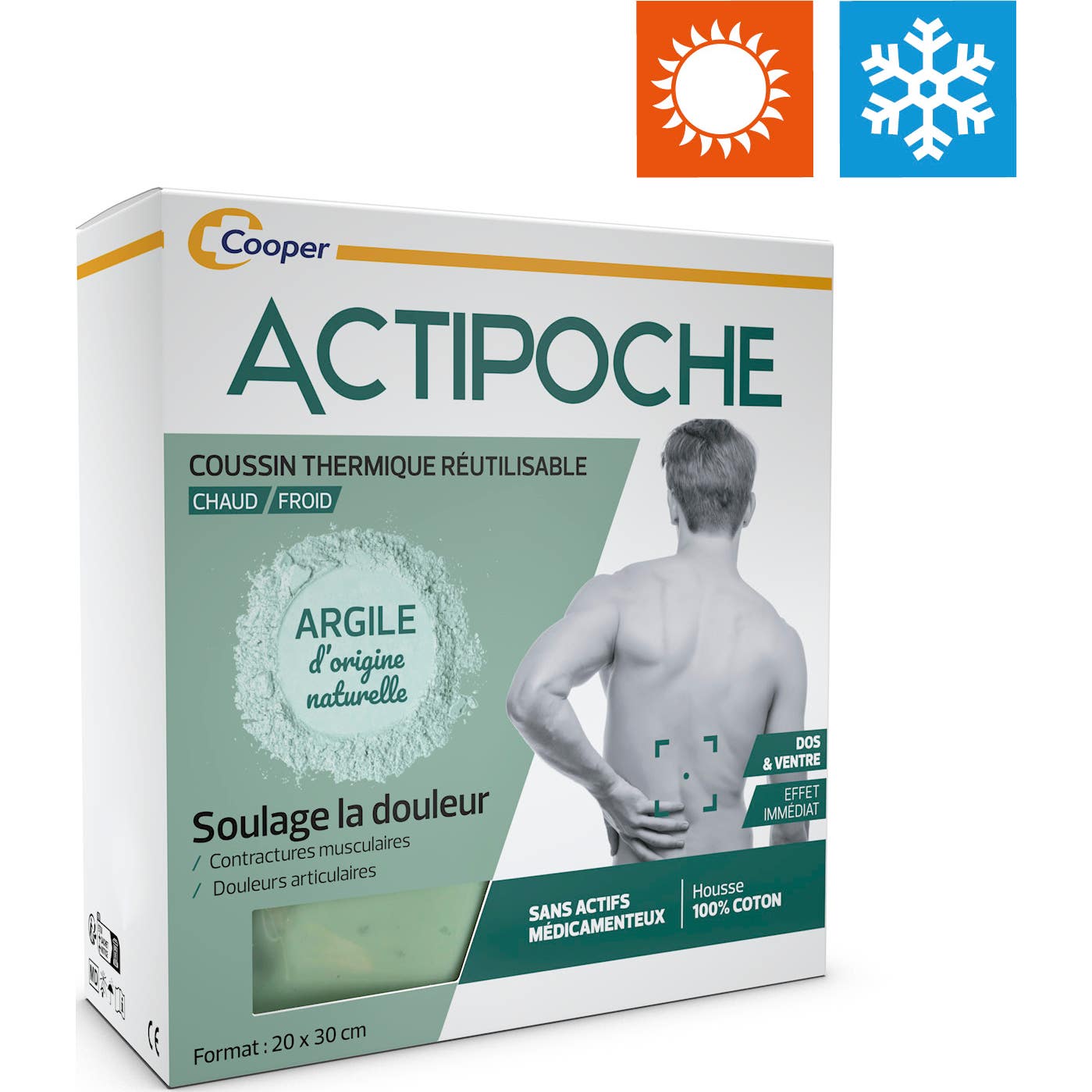 'Actipoche Coussin Thermique Dos et Ventre à l''Argile 20x30cm'