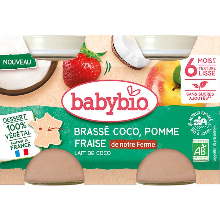 BabyBio Batido Coco Manzana Fresa Bio 2x130 g