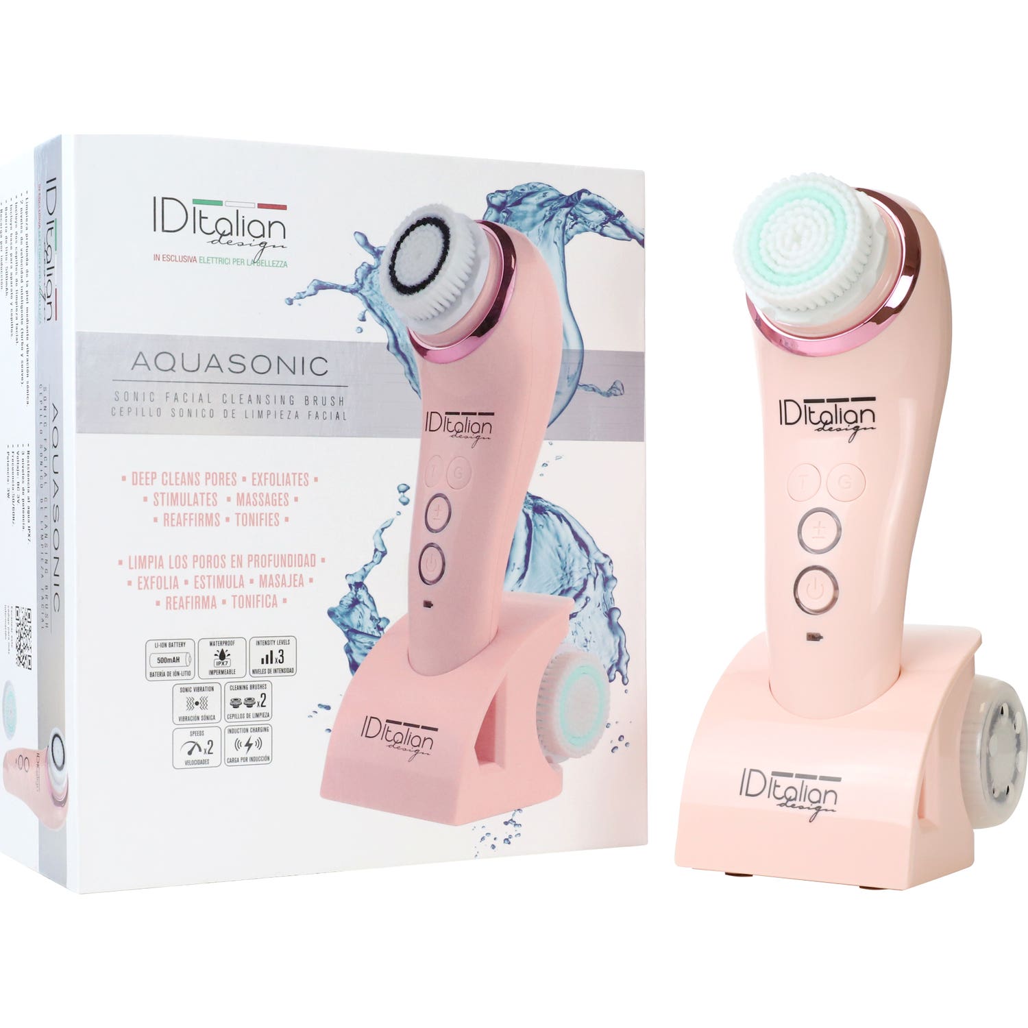 Italian Design Cepillo Limpiador Facial Sónico Aquasonic