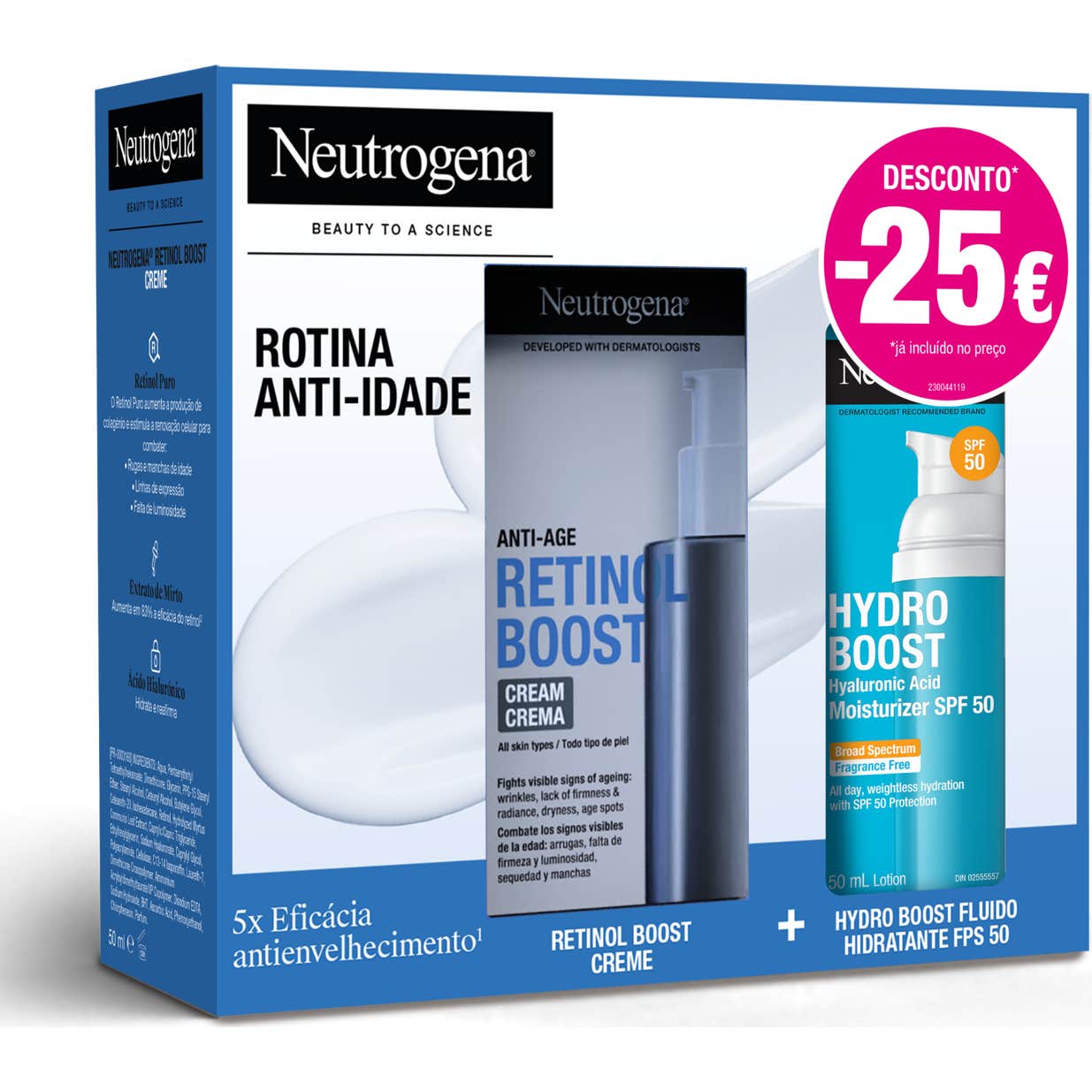 Neutrogena® Pack Retinol Boost Crema 50 ml + Hydro Boost Fluido Hidratante SPF50 50 ml