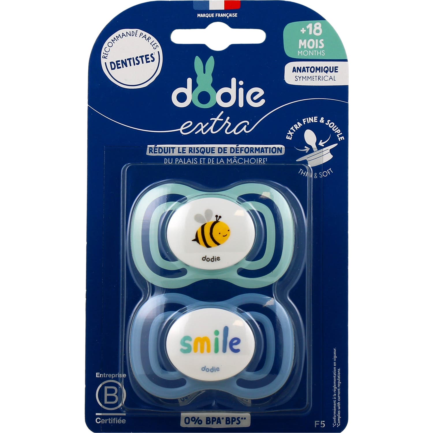 Dodie Extra Chupete Anatómico +18M F5 Verde Azul 2 uds