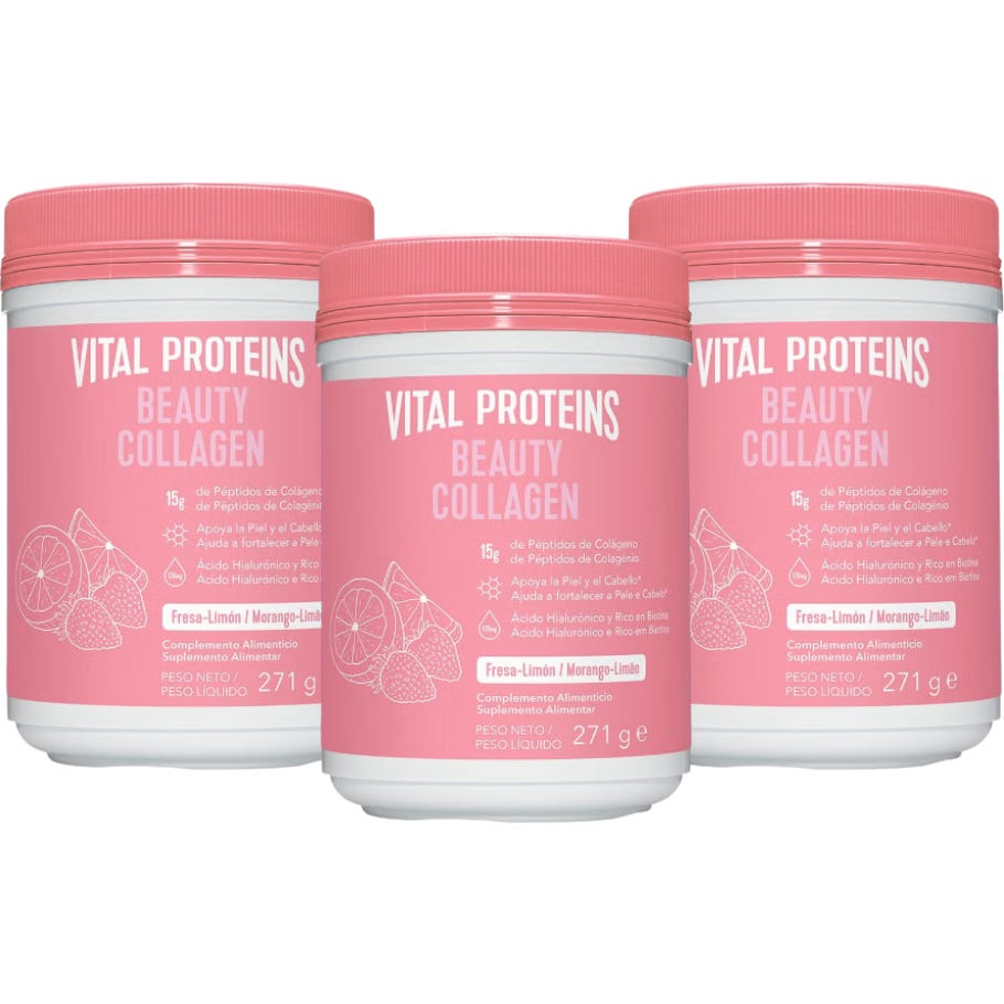 Vital Proteins Pack Beauty Collagen Péptidos de Colágeno Fresa Limón 3x271g