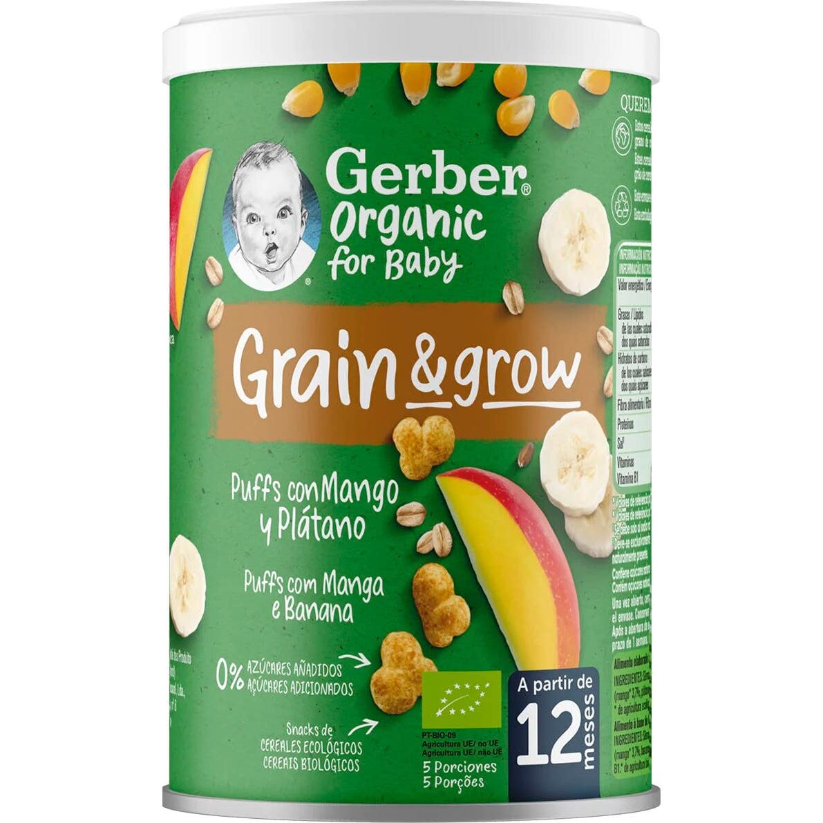 Gerber Organic Puffs Snacks de Cereales con Mango y Plátano 35g