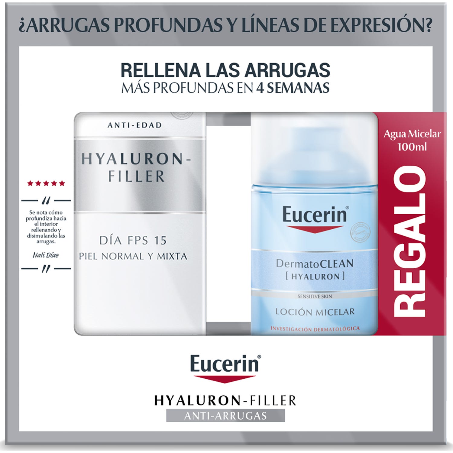 Eucerin Pack Hilauron Filler Día PNM 50ml + Solución Micelar 50ml