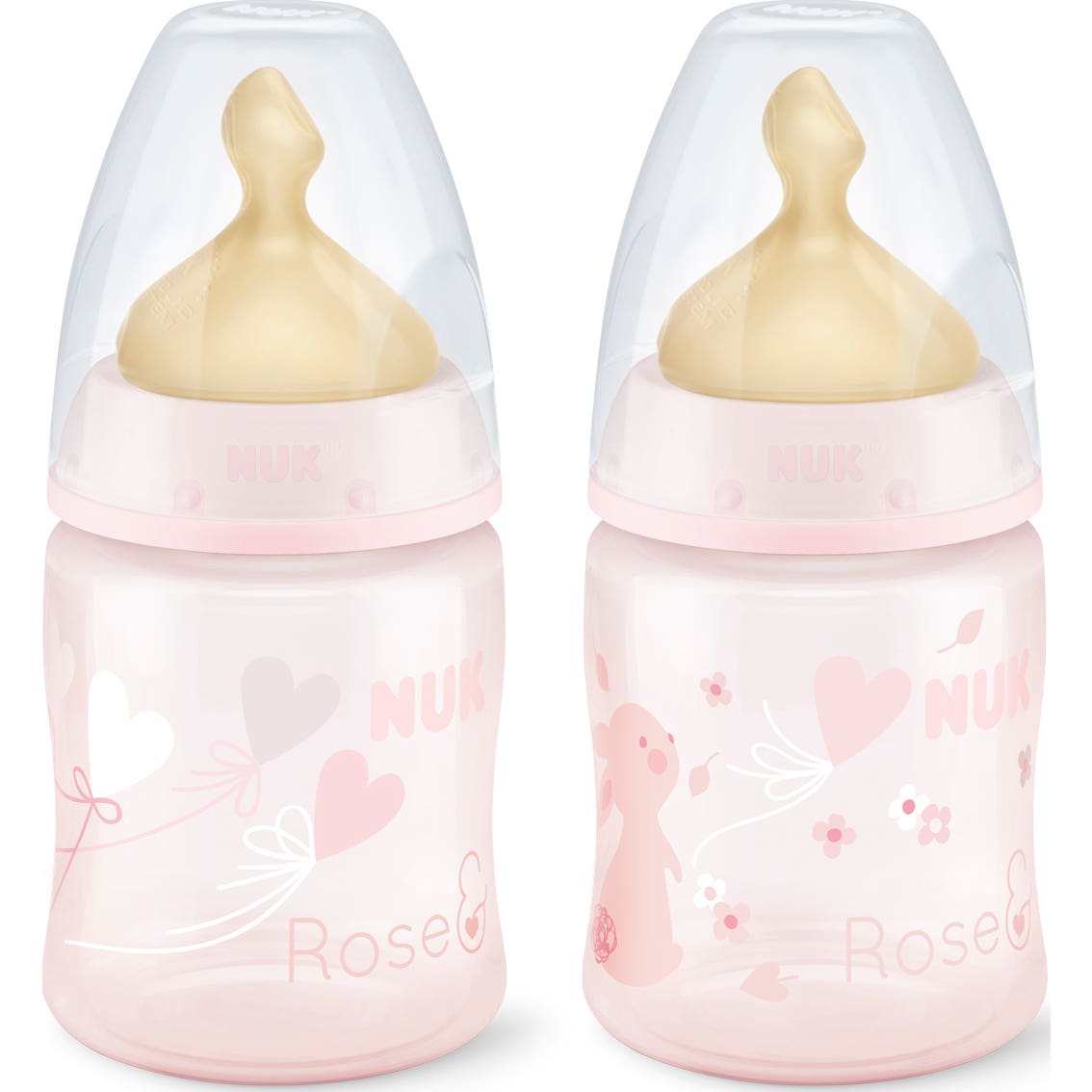 Nuk® biberón First Choice rosa tetina látex orificio M talla 1 150ml 1ud