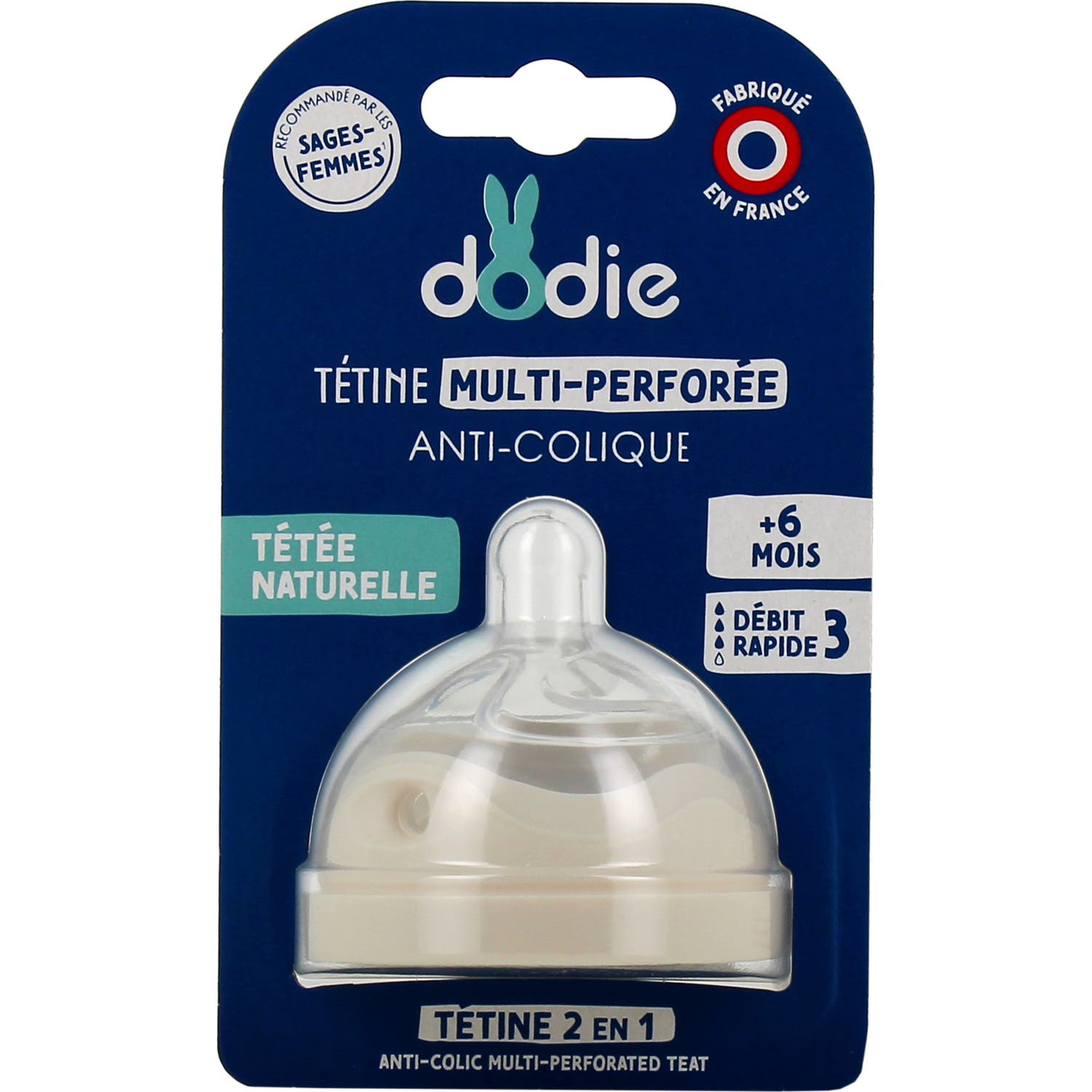 Dodie Tetina Multiperforada Anticólico Flujo 3 +6M 1ud