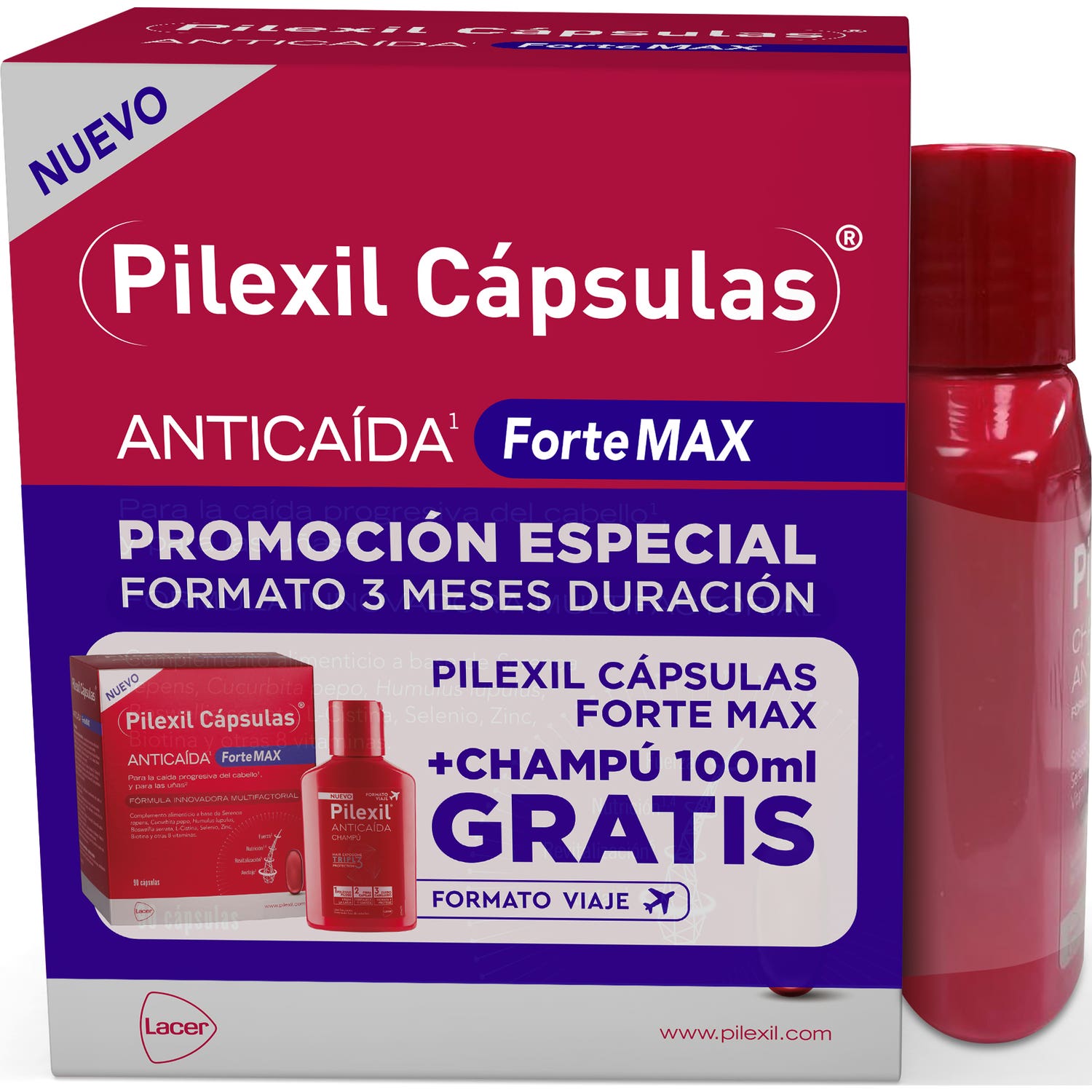 Pilexil Pack Forte Max 90caps + Champú 100ml