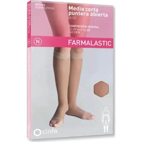 Farmalastic Media Corta Puntera Abierta T G Camel 1 par