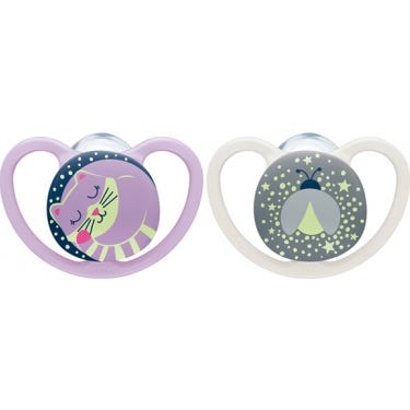 Nuk Silicona Chupete Noche Espacial 0-6M 2uds