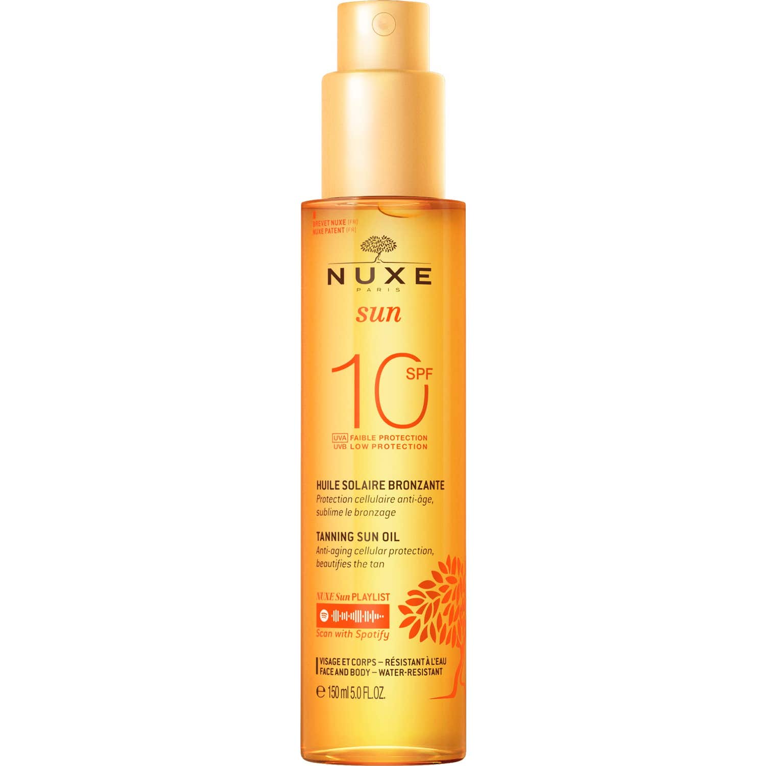 Nuxe Sun Aceite Solar Bronceador Protección Baja SPF10 Spray 150ml