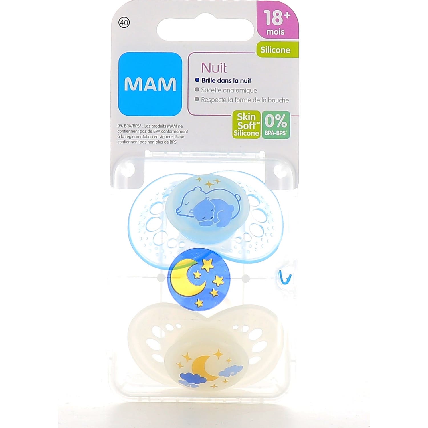 Mam Original Night Chupete Silicona 18M+ 2uds