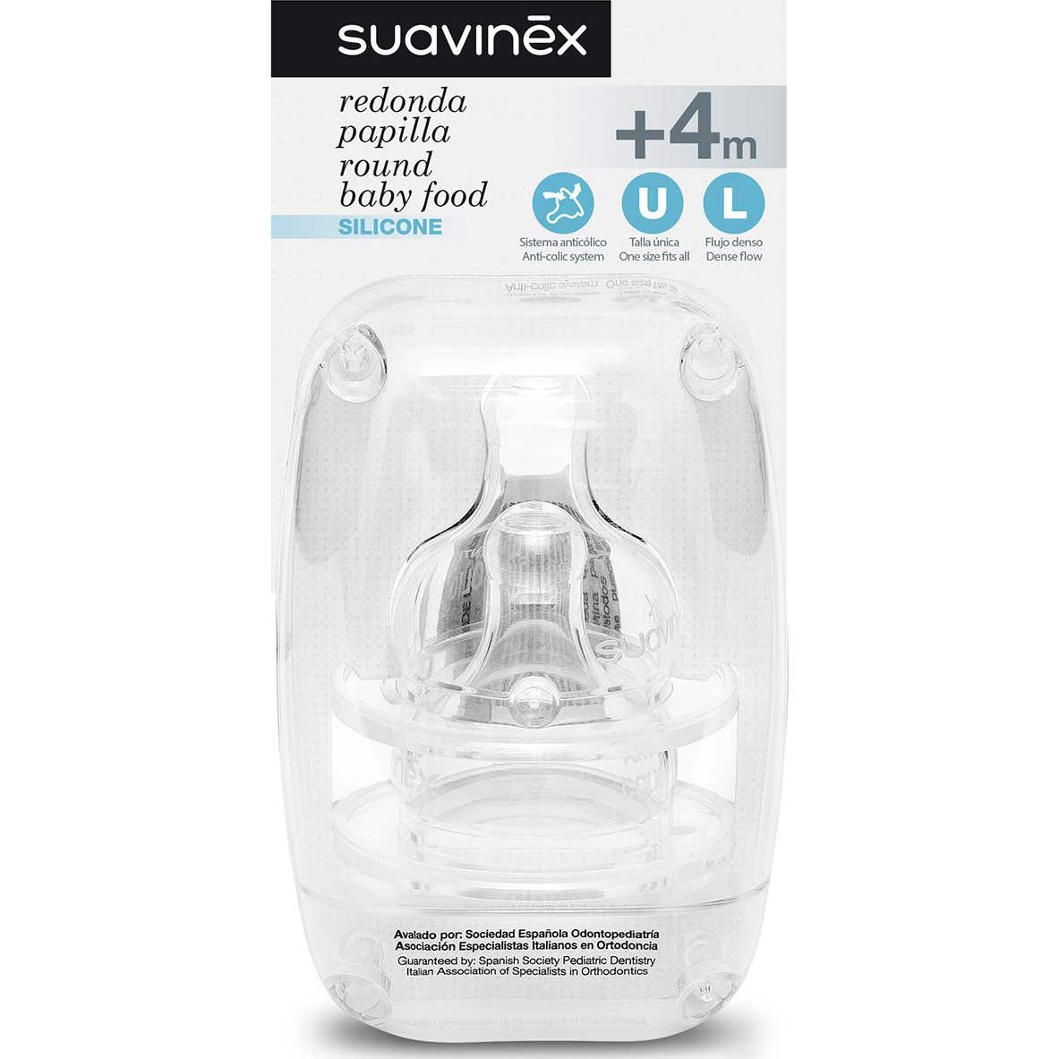 Suavinex Tetina Redonda Silicona Flujo Denso +4m 2uds