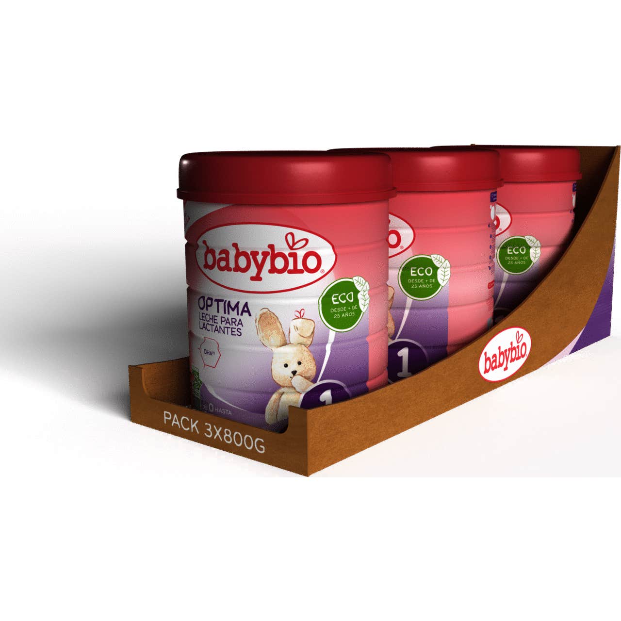 BabyBio Optima 1 Leche para Lactantes 3x800g