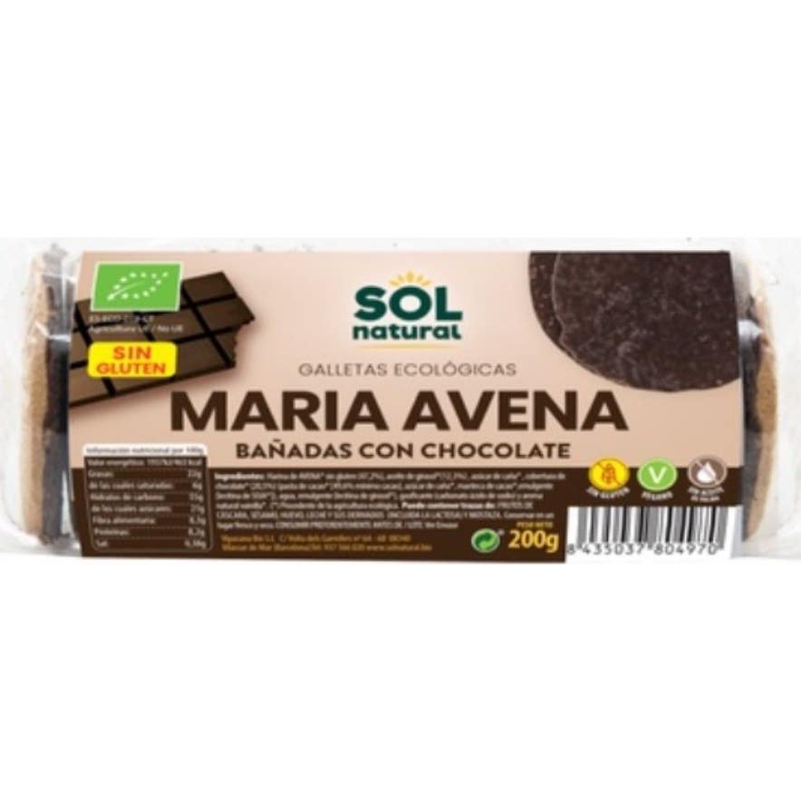 Solnatural Galleta María Avena Chocolate Eco sin Gluten 200g