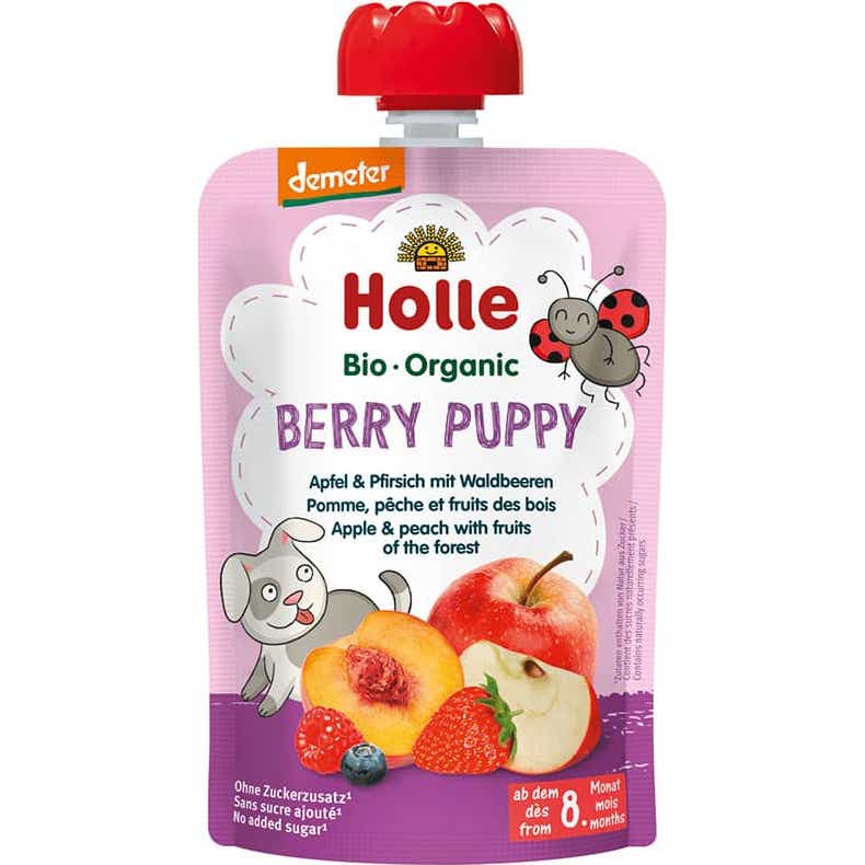 Holle Berry Puppy Manzana Melocotón Fruta del Bosque 100g