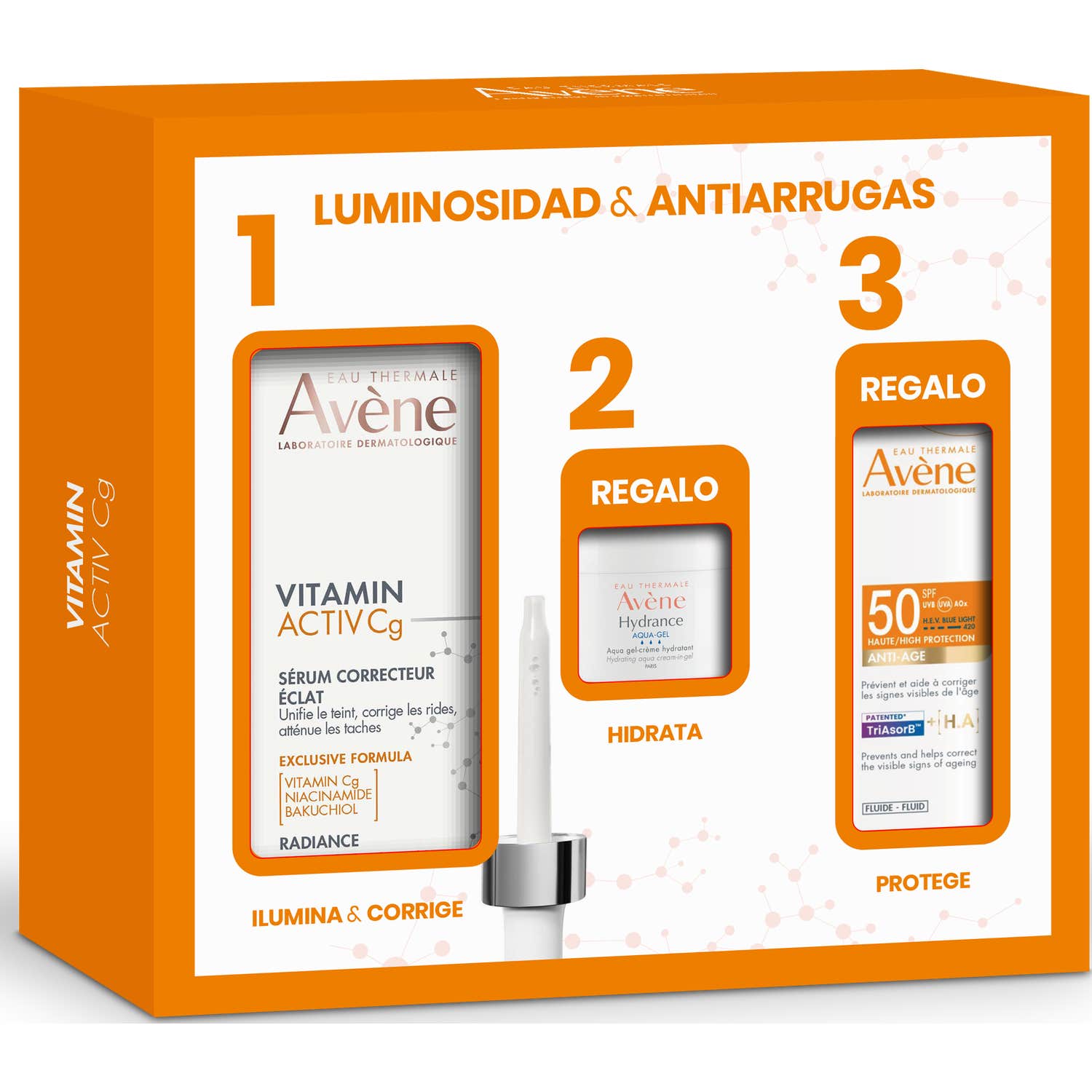 Avène Pack Vitamin Activ Cg Sérum 30ml + Hydrance Aqua-Gel 7ml + Solar Antiedad SPF50 5ml