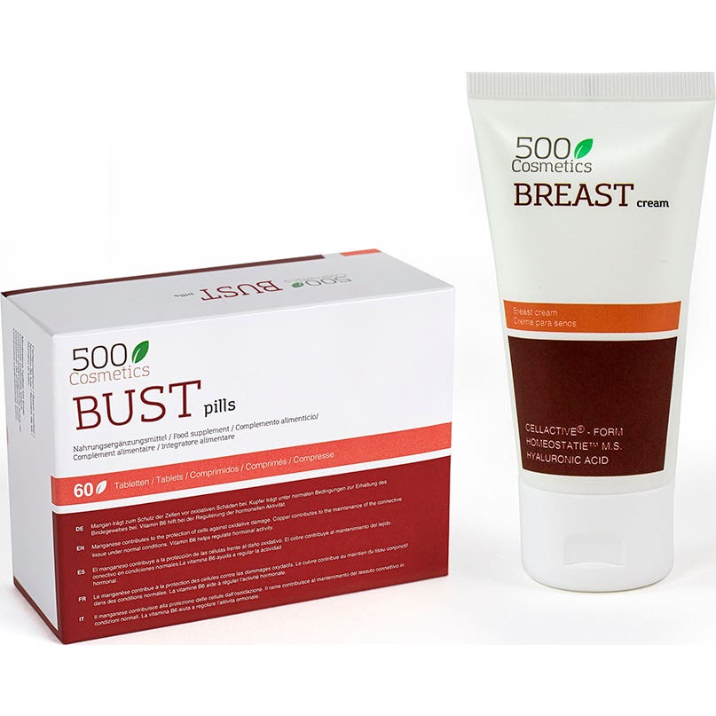 500Cosmetics Packs Breast Para el Pecho 60caps + Crema 100ml