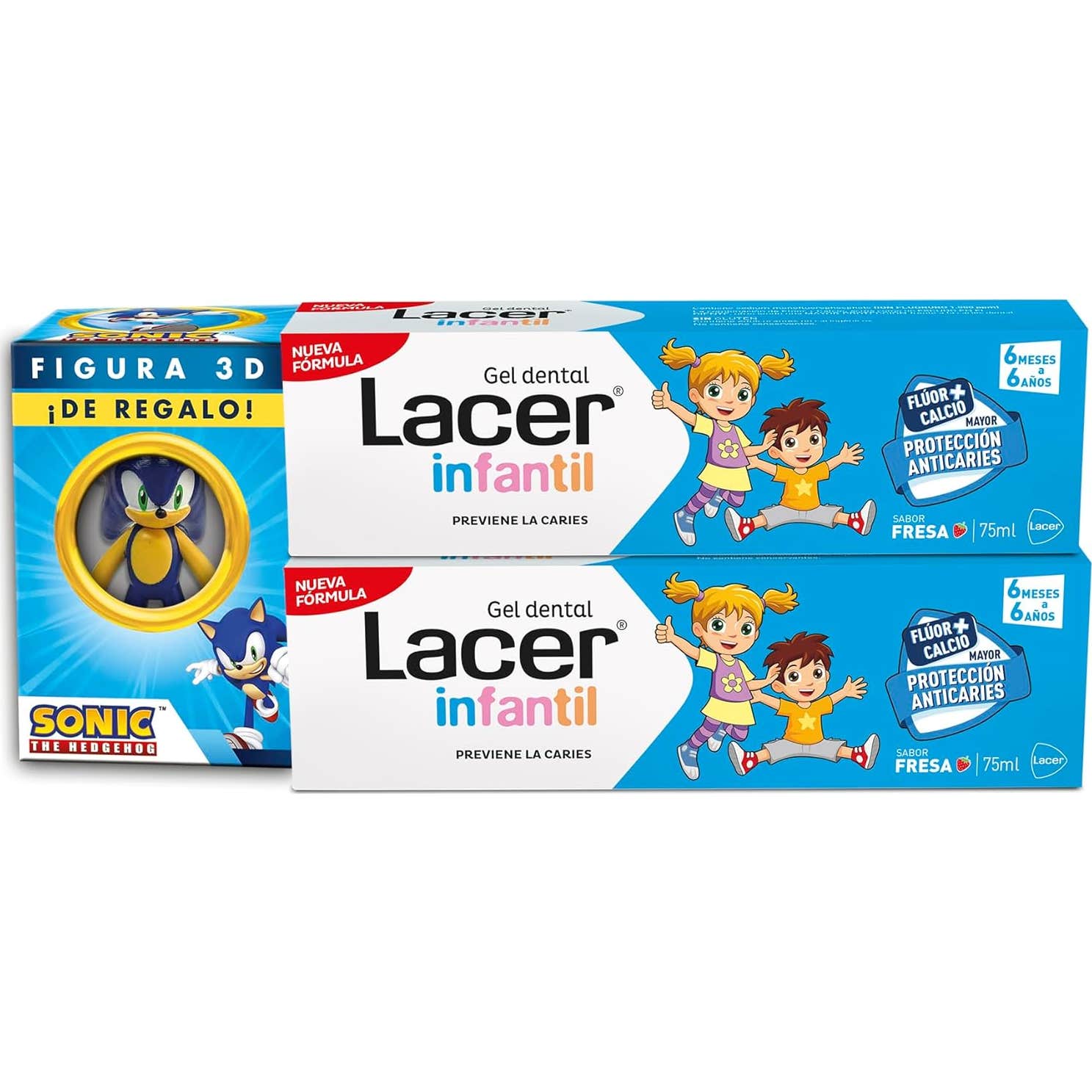 Lacer Infantil Pack Gel Dental Fresa 2x75 ml + Figura Sonic