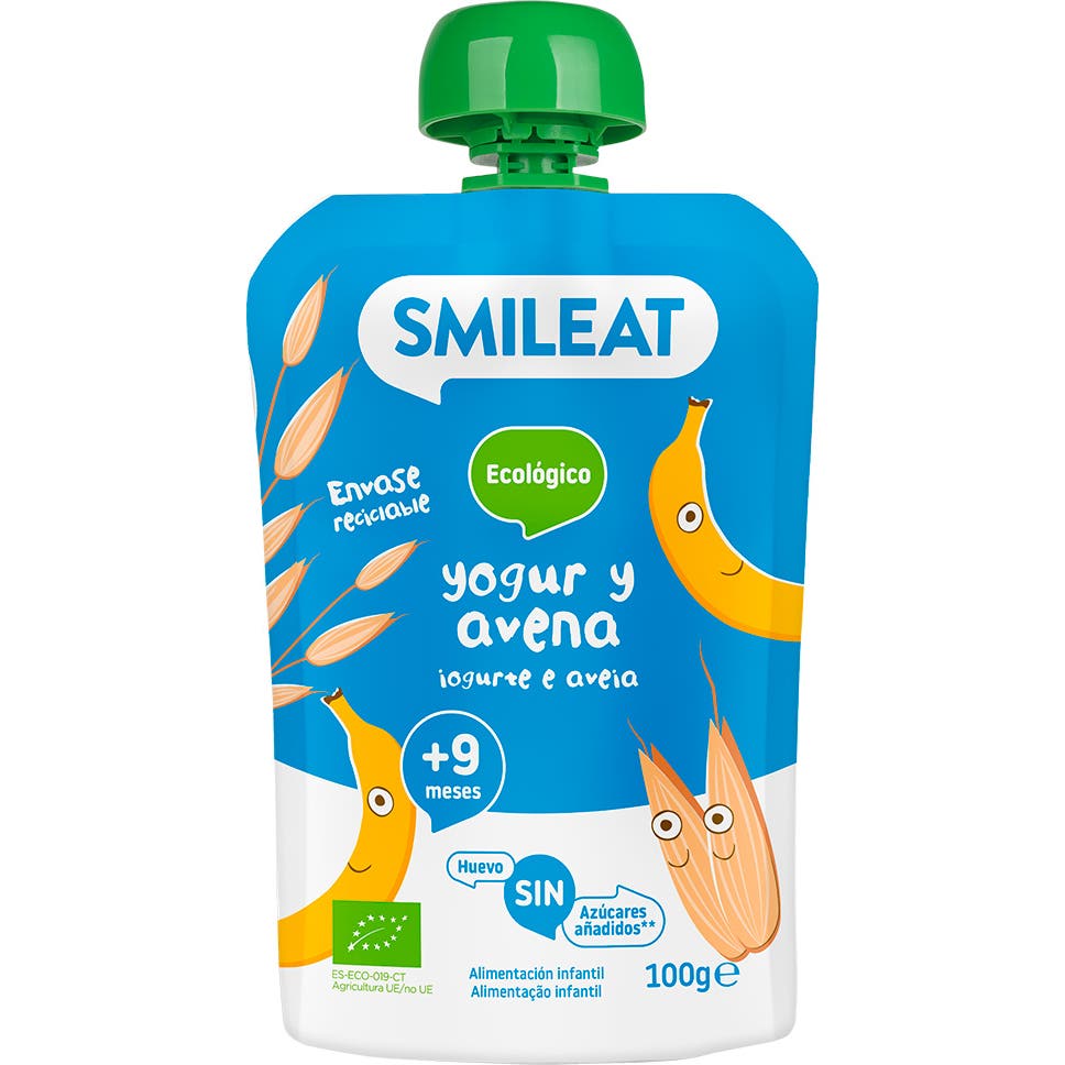 Smileat Pouch Ecológico de Yogur y Avena 100g