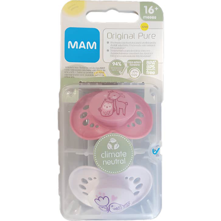 MAM Original Pure Chupete Silicona +16 M Rosa 2 uds