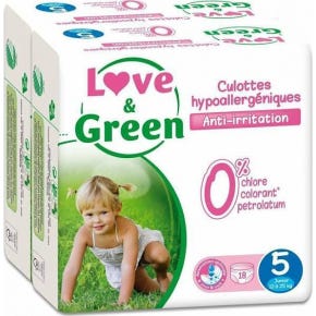 Bragas de aprendizaje hipoalergénicas Love &amp Green T5 18 piezas