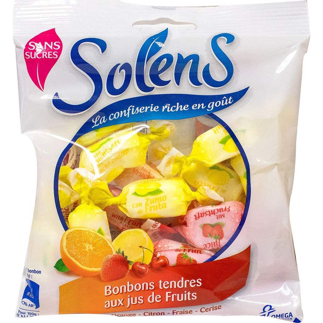 Caramelos Sólidos Suaves con Jugo de Frutas Sin Azúcar 100g