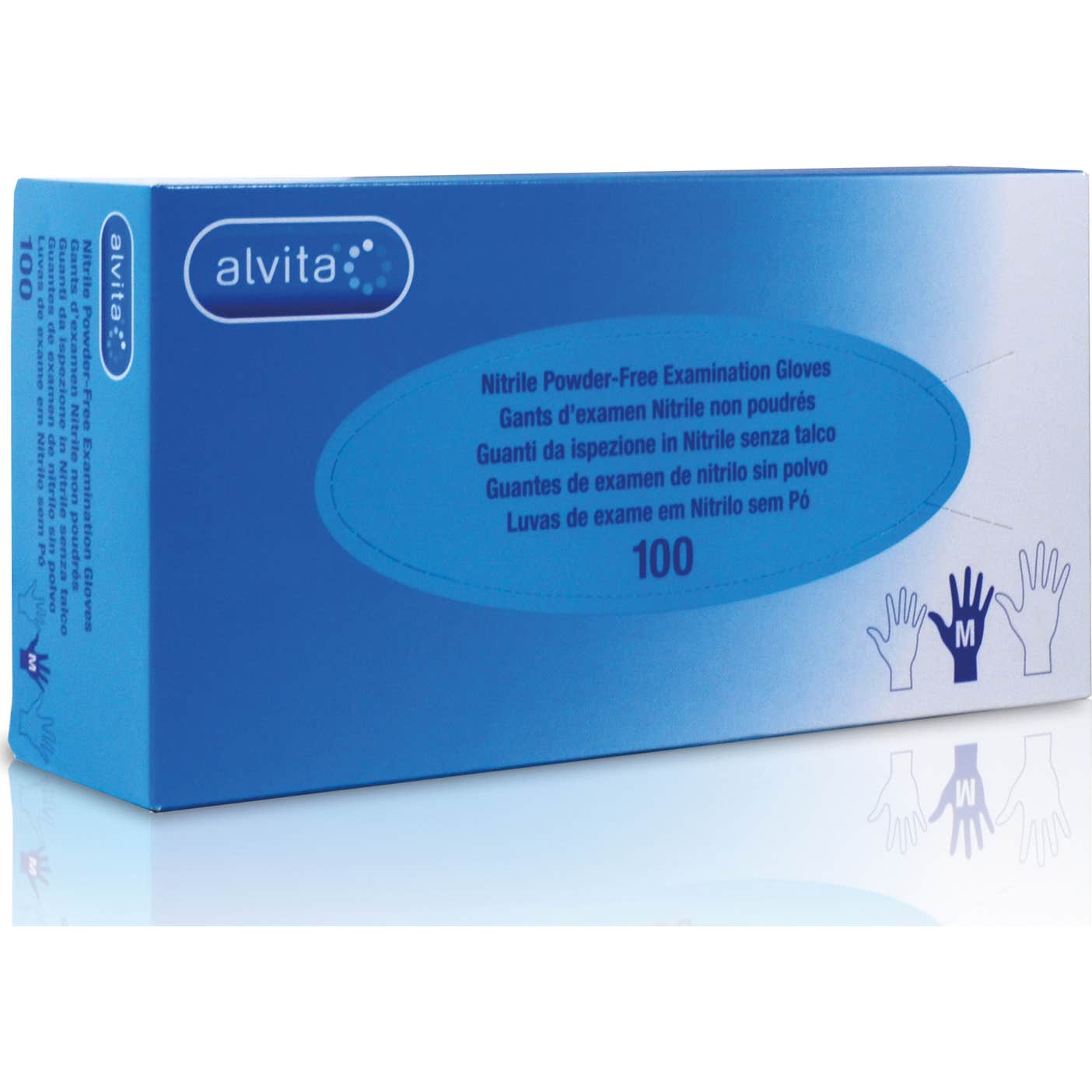 Alvita guantes de exámen nitrilo sin polvo nuevos T-M 100uds