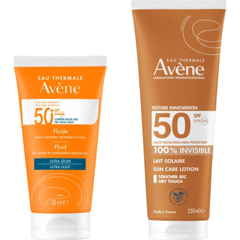 Avène Pack Fluido SPF50+ 50ml + Leche Invisible SPF50 250ml