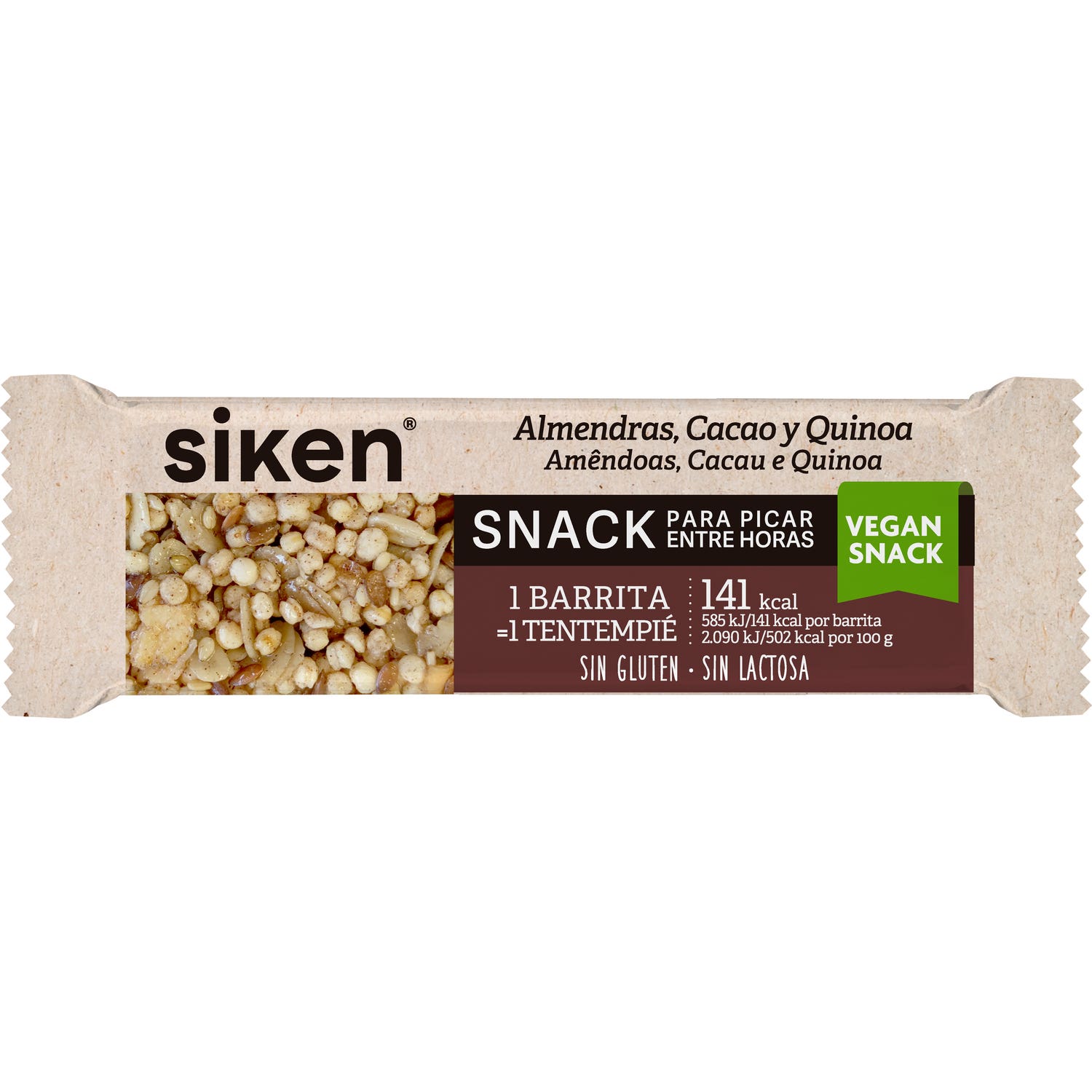 SIKEN FORM VEGASNACK BARRITA ALMENDRA-CACAO 28g