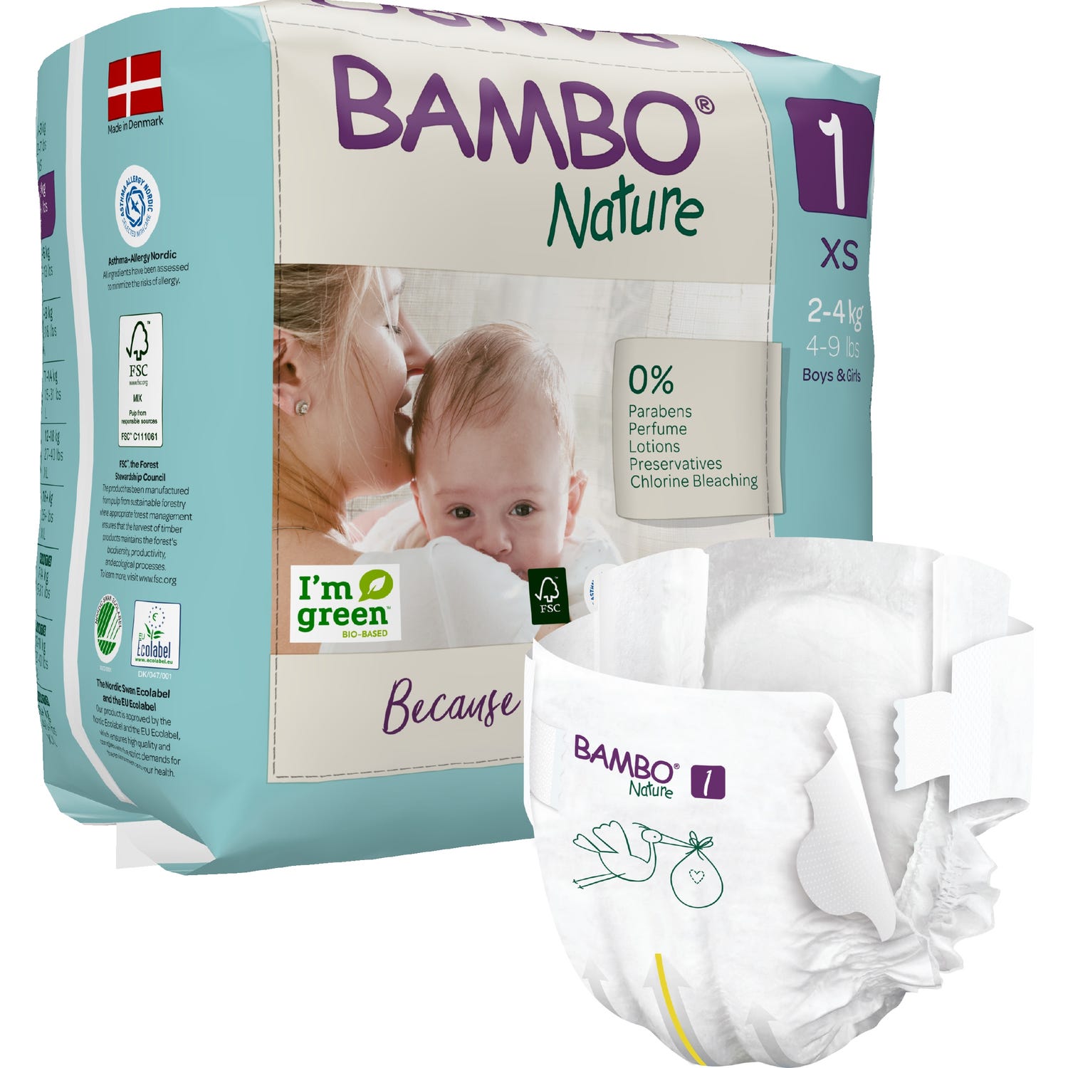 Bambo Nature Pañal Talla 1 XS Recién Nacido 22uds