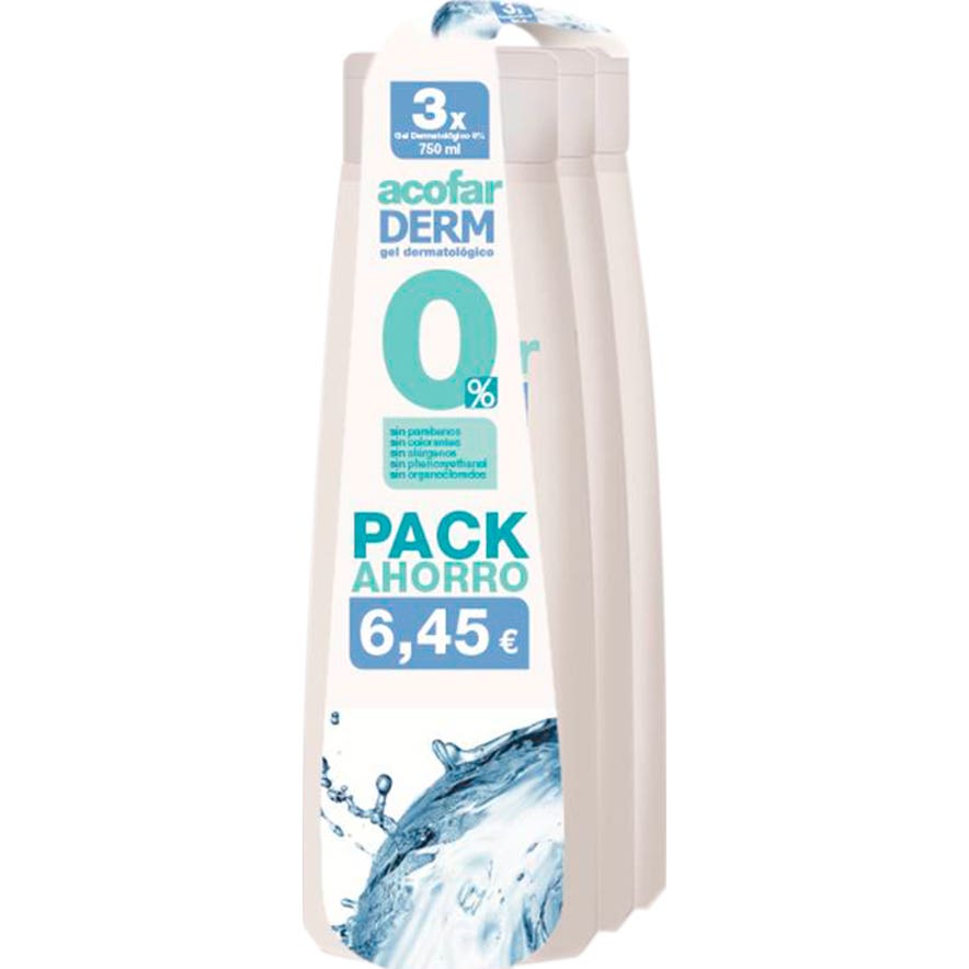 Acofarderm Pack Gel 0% 3x750ml