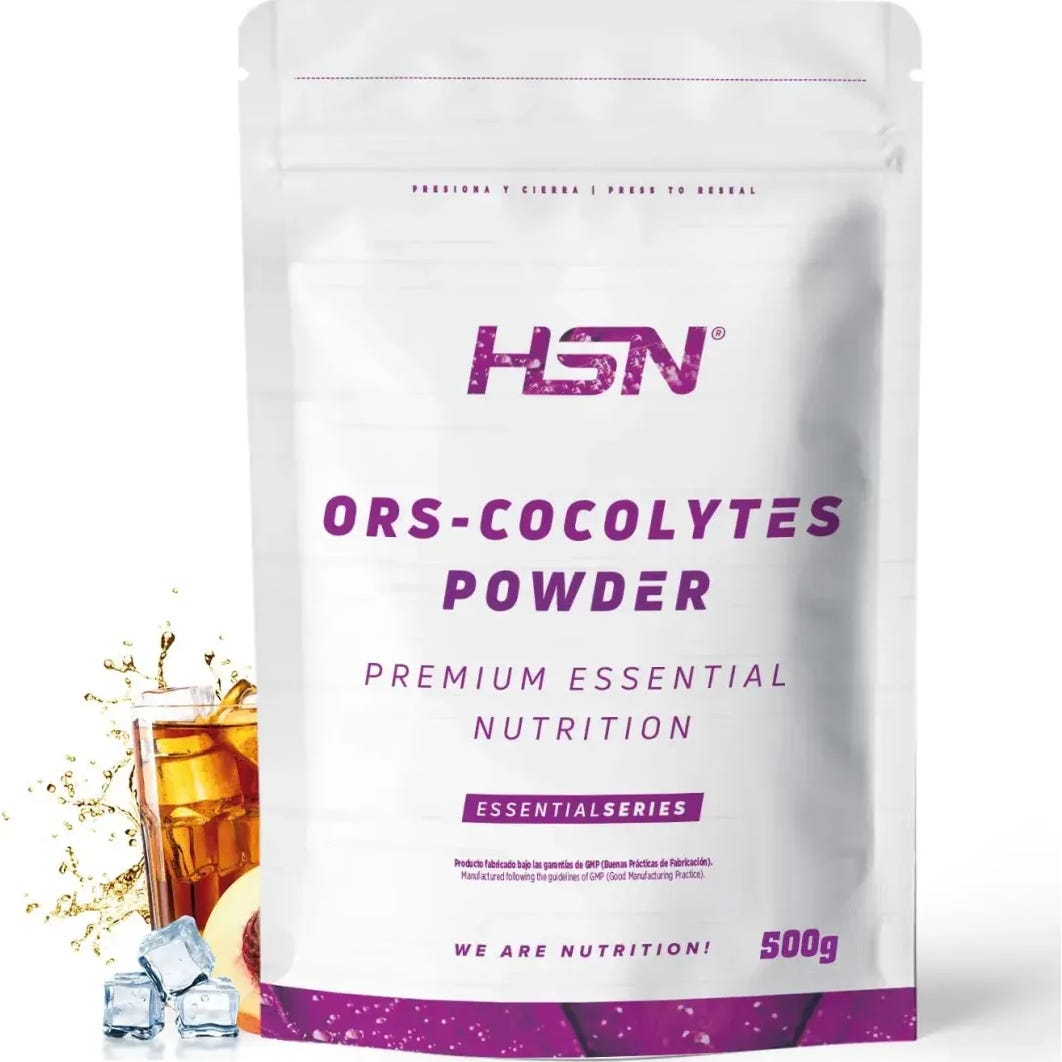 HSN ORS Cocolytes Agua de Coco + Electrolitos en Polvo Té Helado de Melocotón 500g | Natural Doctor