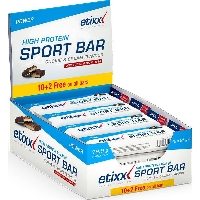 Etixx Pack Barrita Hiperproteica Galleta y Crema 12x55g