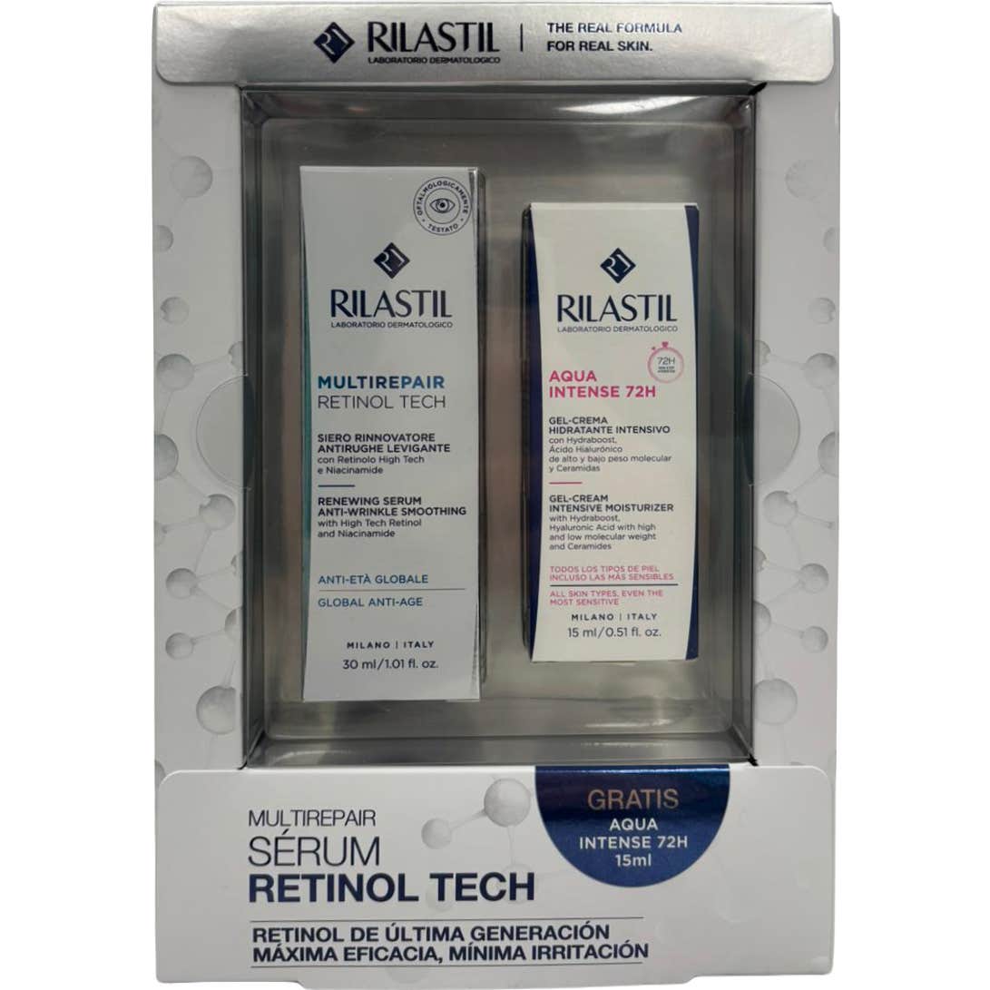 Rilastil Pack Regeneración Pro-Aging Dermatológica Retinol Tech 30 ml + Aqua Intense 72H 15 ml