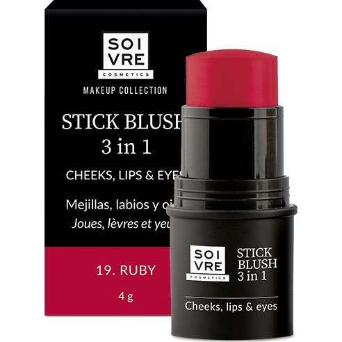 Soivre Cosmetics Stick Blush 3 In 1 Mejillas Labios y Ojos Ruby 4 g
