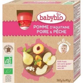 Babybio My Fruits Manzana Manzana Pera Pera Bio 6 Meses 4 X90 g