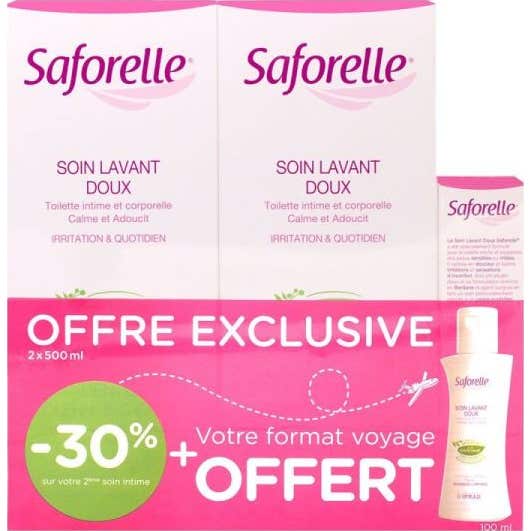 Saforelle Gentle Cleansing Care Intimate Cleansing 500ml lote de 2 + 100ml Gratis