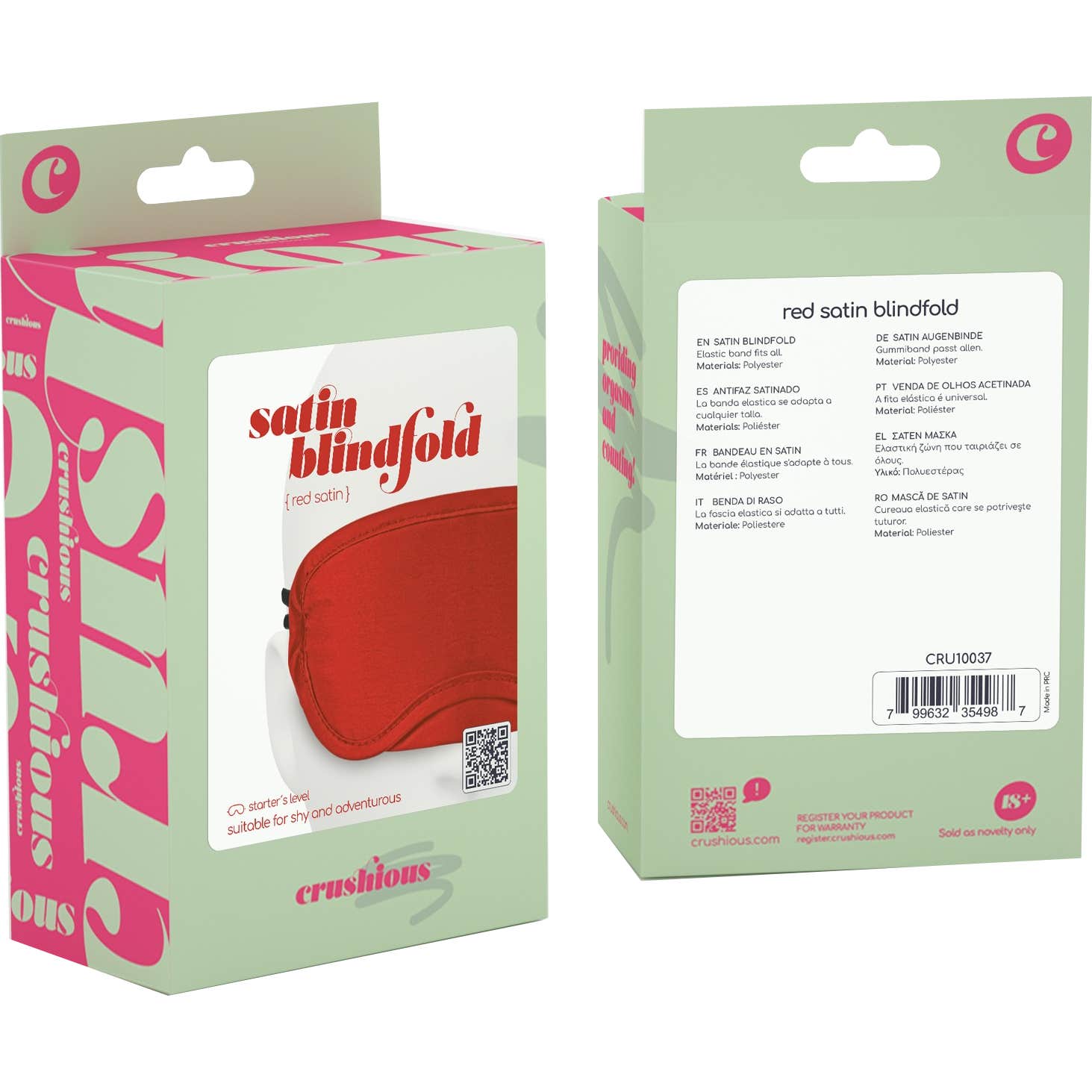 Crushious Antifaz de Satén Rojo 1ud