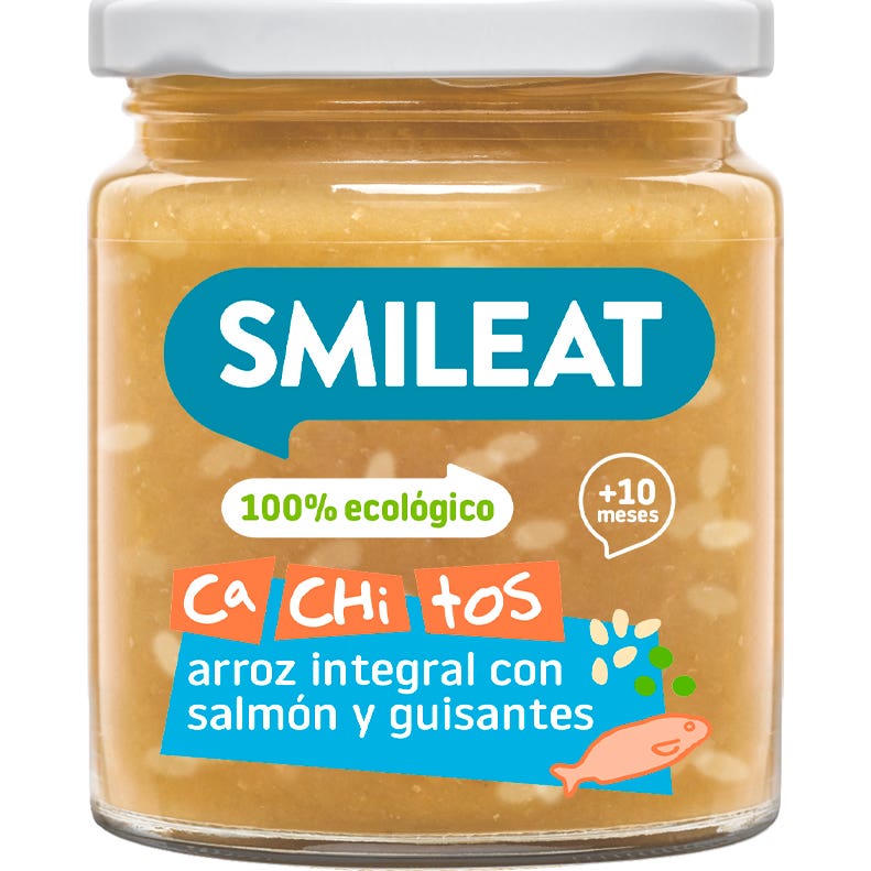 Smileat Tarrito Ecológico CA-CHI-TOS de Arroz Integral con Salmón y Guisantes 230g
