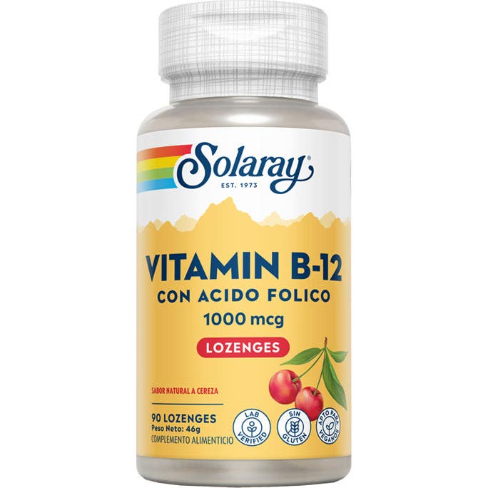 Solaray Vitamina B12 + Ácido Fólico Sublingual 90 comp