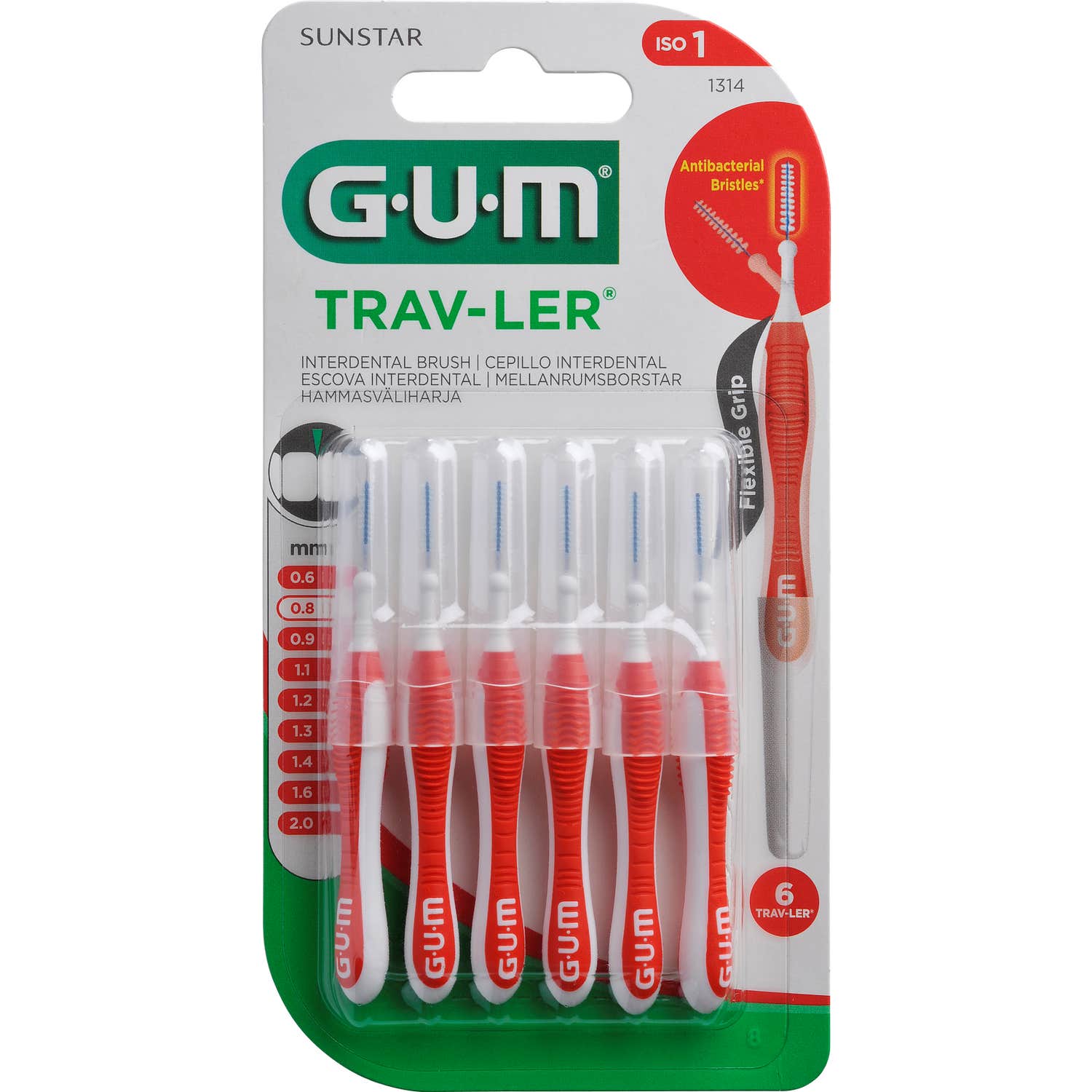 GUM Trav-Ler Cepillo Interdental 0.8mm 6uds