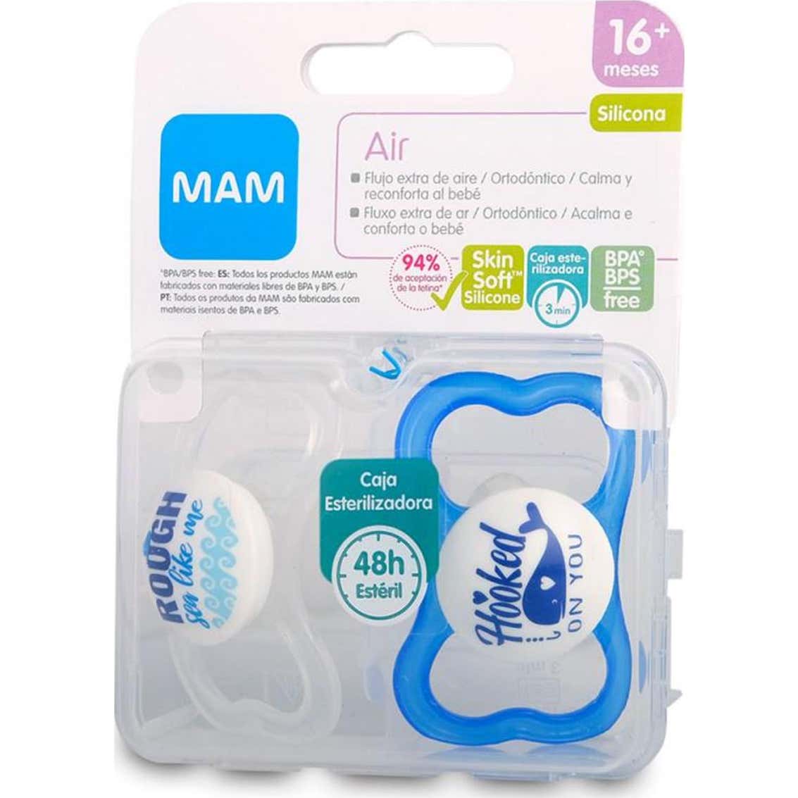MAM Air Chupete Silicona Azul 16M+ 2uds