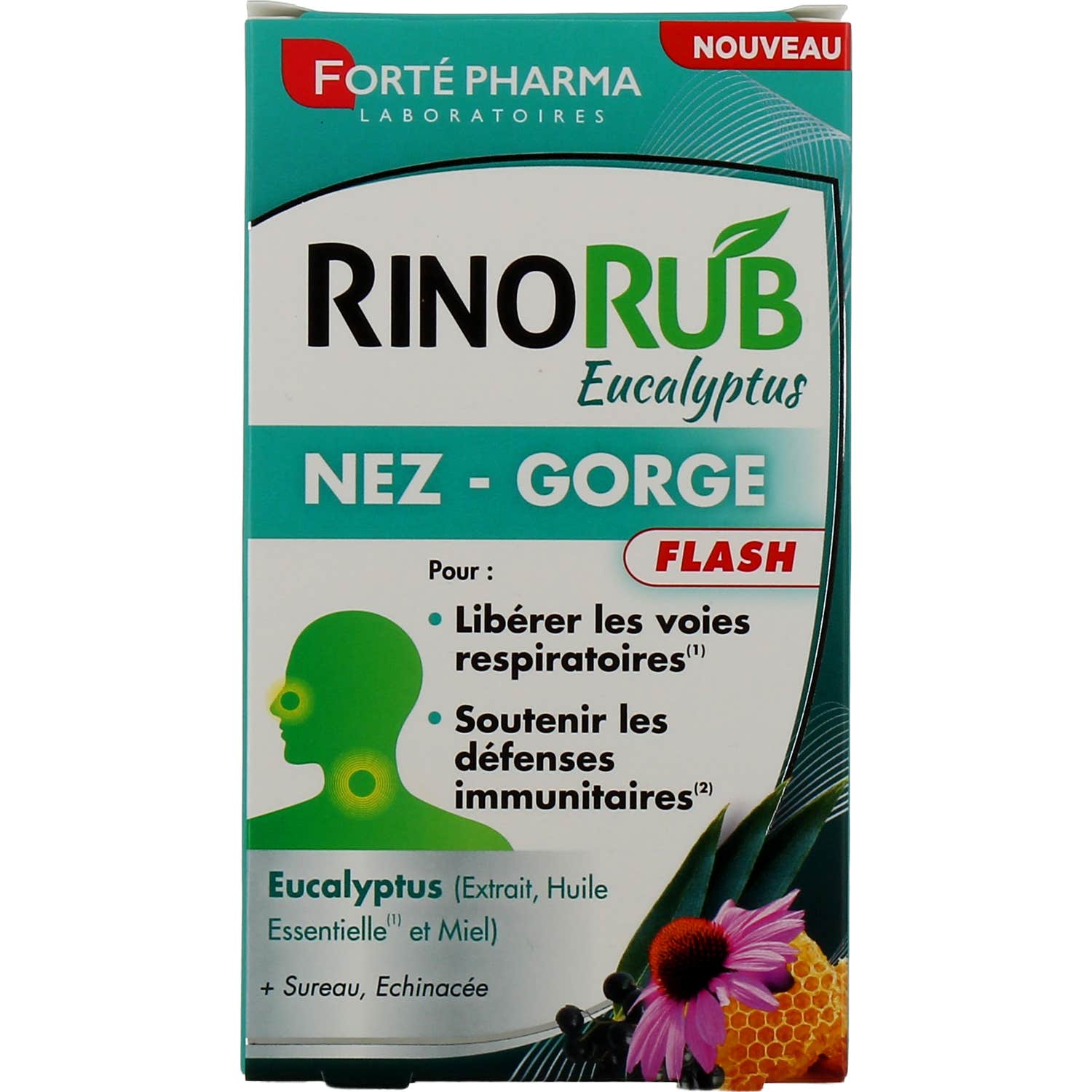 Forté Pharma RinoRub Flash Eucalipto Nariz y Garganta 15comp