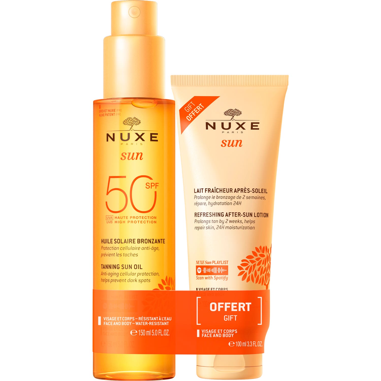 Nuxe Sun Aceite Solar Bronceador SPF50 150ml + Leche Refrescante After Sun 100ml