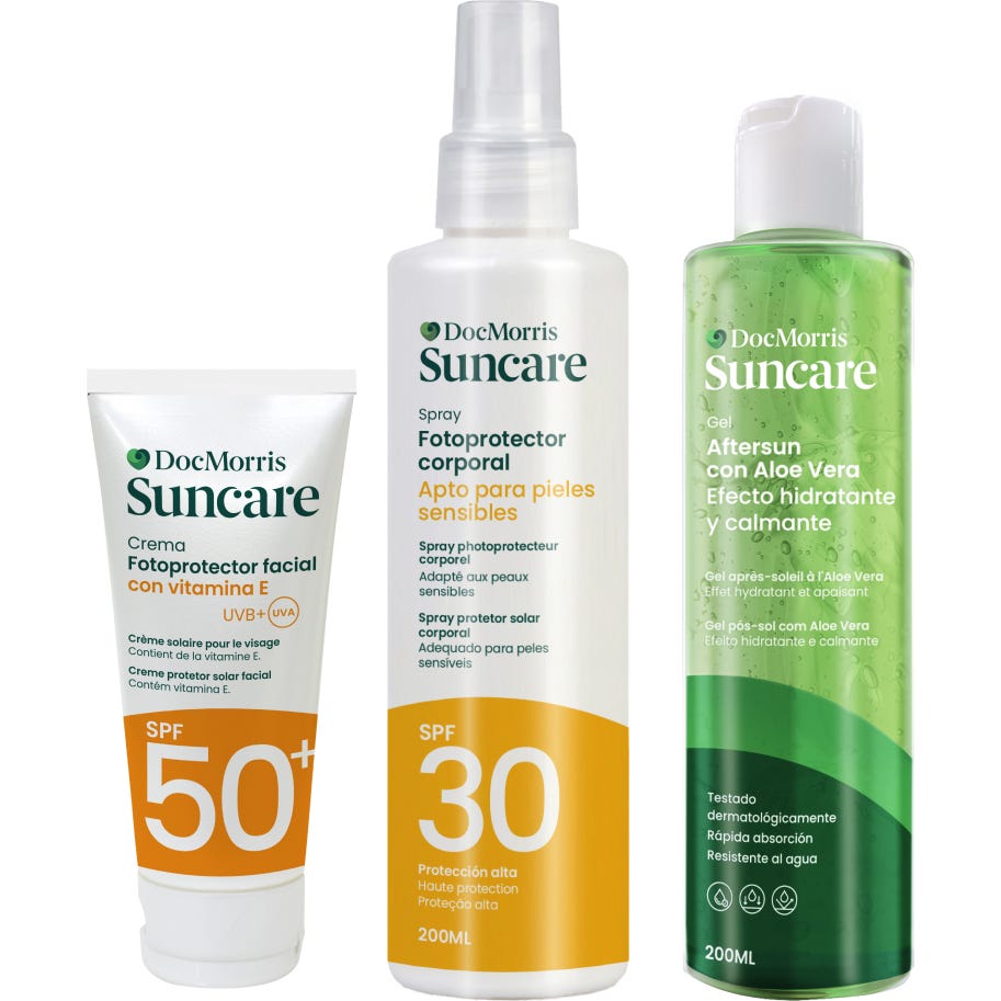 DocMorris Pack SuncareCrema Facial SPF50+ 50ml + Spray Corporal SPF30 200ml + Aftersun