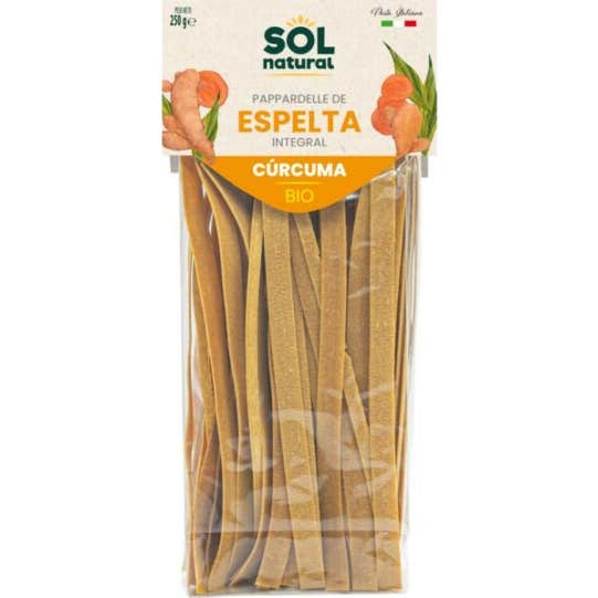 Sol Natural Papardelle Espelta Integral Cúrcuma Bio 250 g