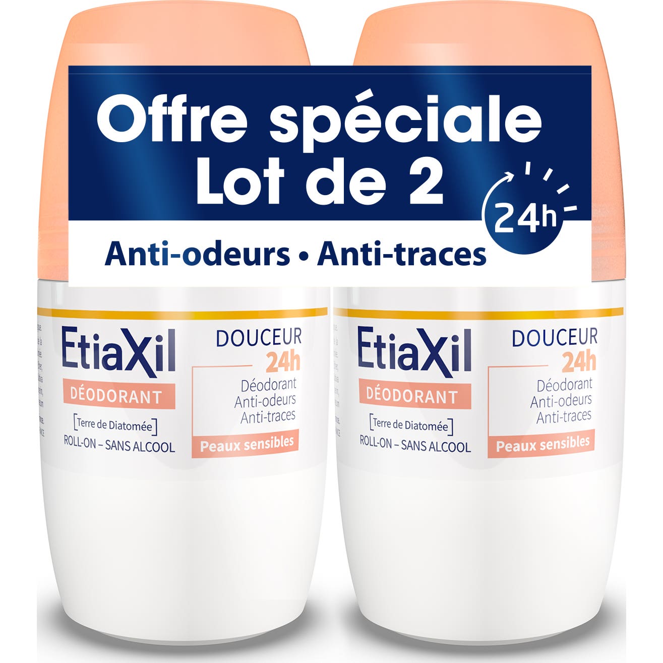 Etiaxil Desodorante Suave 24h Sin Sales de Aluminio Roll-On 2x50ml
